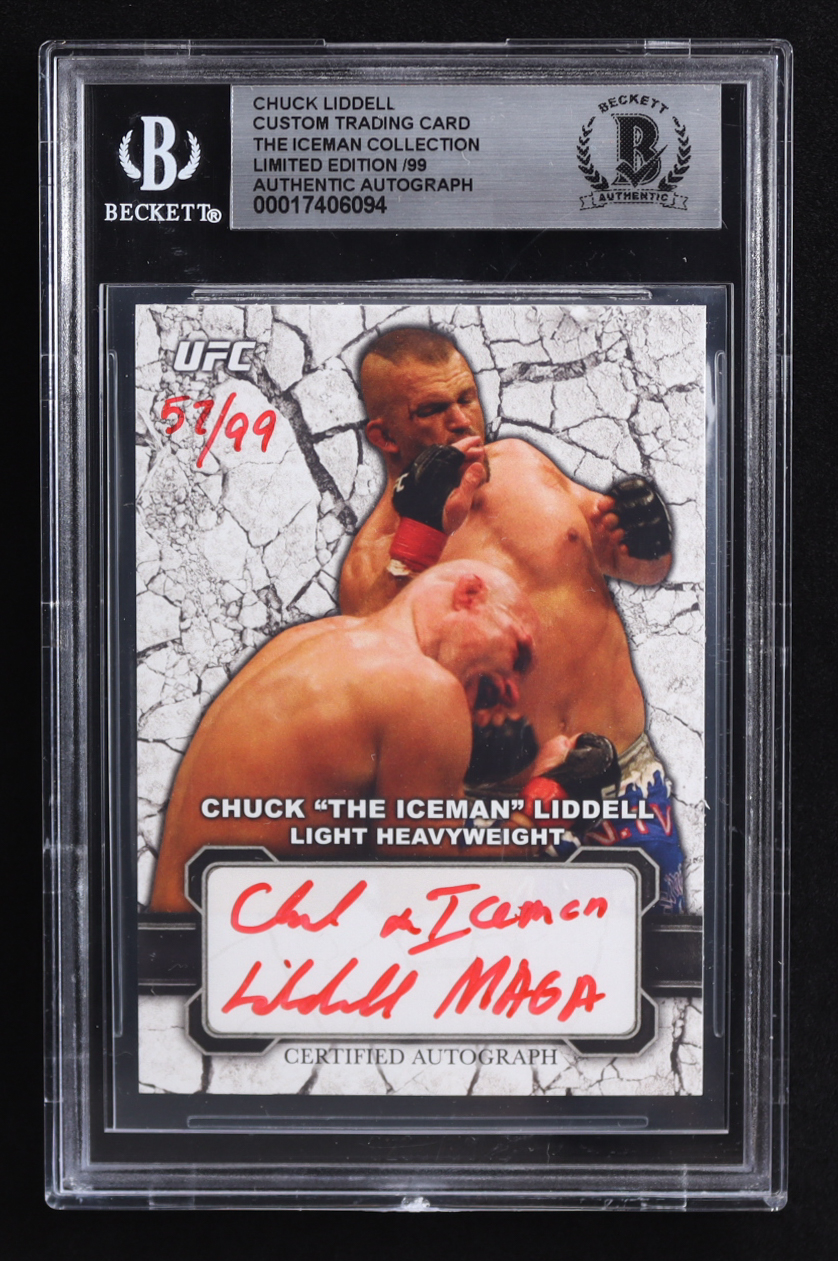 Chuck "Iceman" Liddell Signed Custom UFC Trading Card #57/99 Inscribed "MAGA" (BGS) at PristineAuction.com Chuck "Iceman" Liddell Signed Custom UFC Trading Card #57/99 Inscribed "MAGA" (BGS) at PristineAuction.com