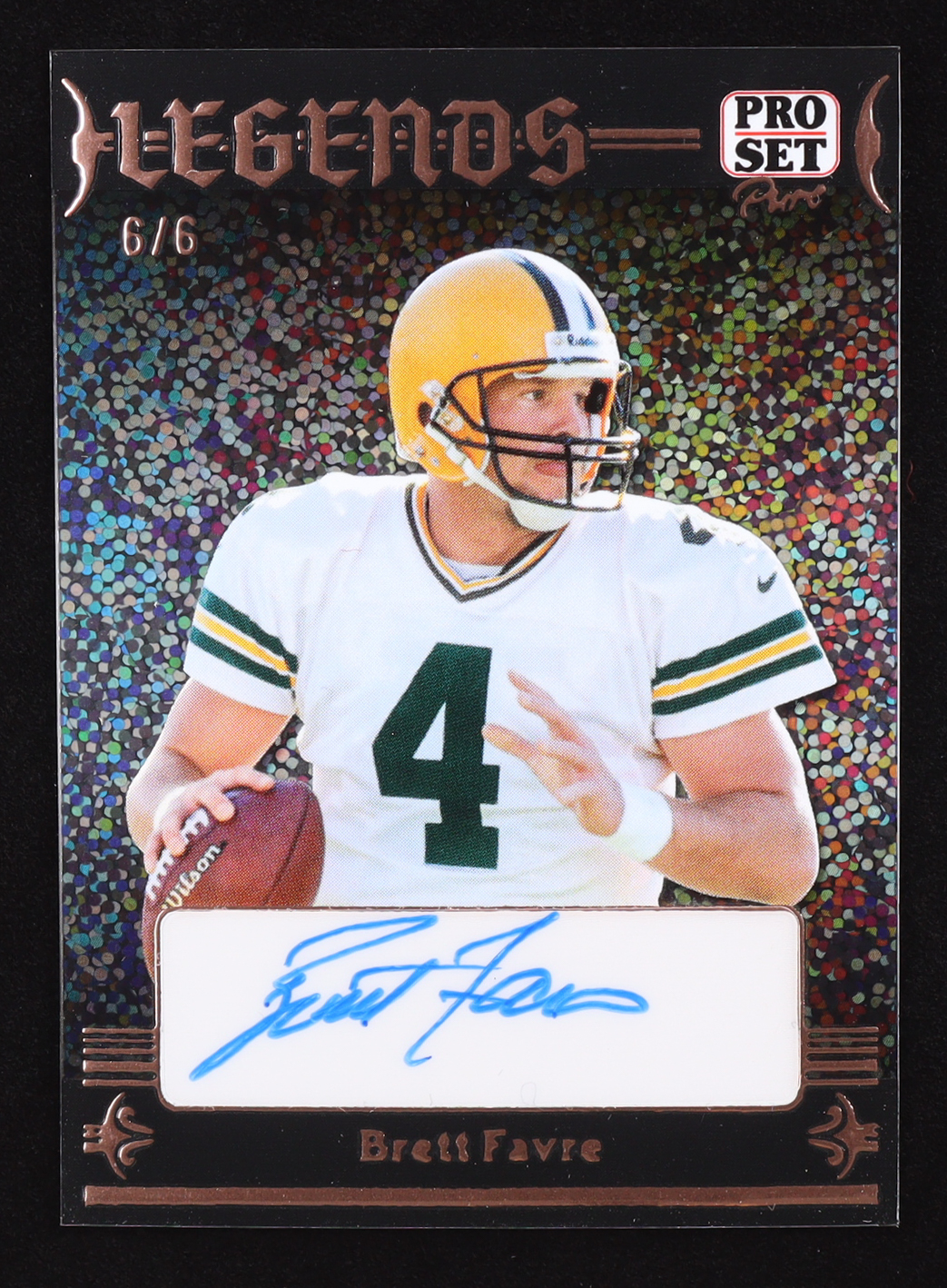 Brett Favre 2024 Leaf Pro Set Pure Legends Autograph Sparkle #LBF1 #6/6 at PristineAuction.com Brett Favre 2024 Leaf Pro Set Pure Legends Autograph Sparkle #LBF1 #6/6 at PristineAuction.com