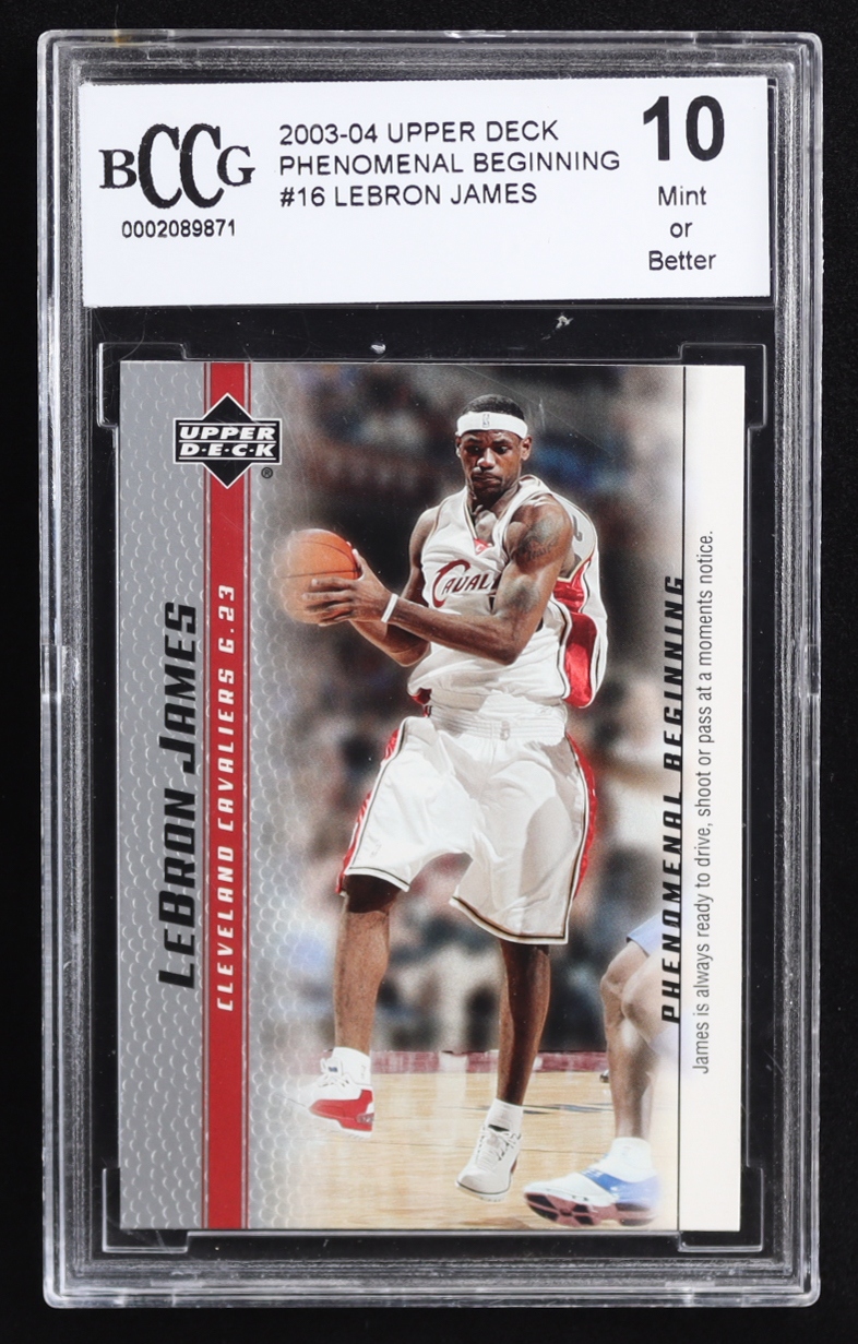 LeBron James 2003-04 Upper Deck Phenomenal Beginning LeBron James #16 RC / James Is Always Ready (BCCG 10) at PristineAuction.com LeBron James 2003-04 Upper Deck Phenomenal Beginning LeBron James #16 RC / James Is Always Ready (BCCG 10) at PristineAuction.com