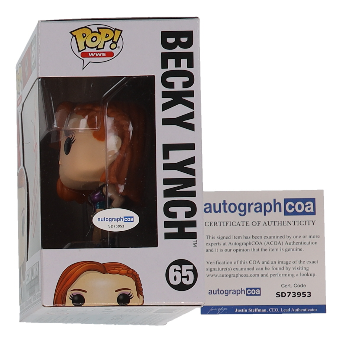 Becky Lynch Signed WWE #65 Funko Pop! Vinyl Figure (ACOA) at PristineAuction.com Becky Lynch Signed WWE #65 Funko Pop! Vinyl Figure (ACOA) at PristineAuction.com