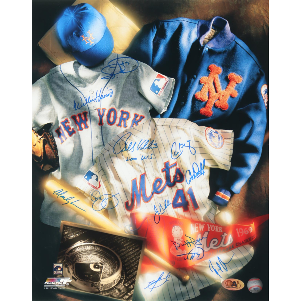 Mets Greats 16x20 Photo Signed by (12) with Carlos Baerga, Duffy Dyer ...