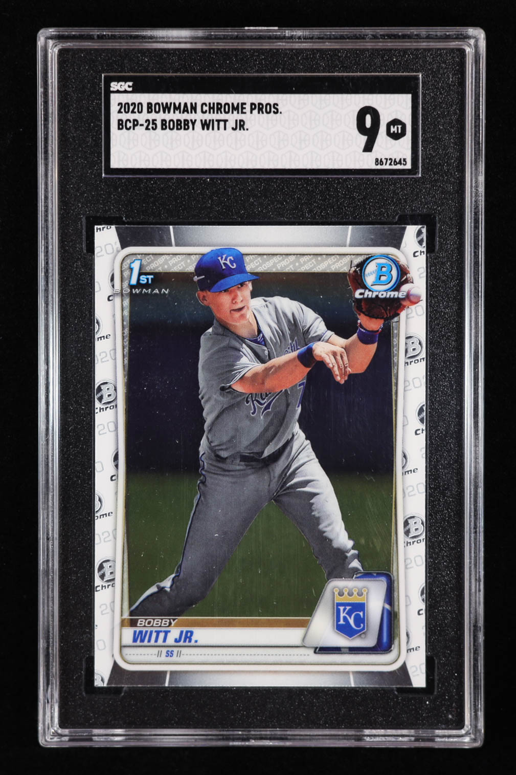 Bobby Witt Jr. 2020 Bowman Chrome Prospects #BCP25 RC (SGC 9) at PristineAuction.com Bobby Witt Jr. 2020 Bowman Chrome Prospects #BCP25 RC (SGC 9) at PristineAuction.com