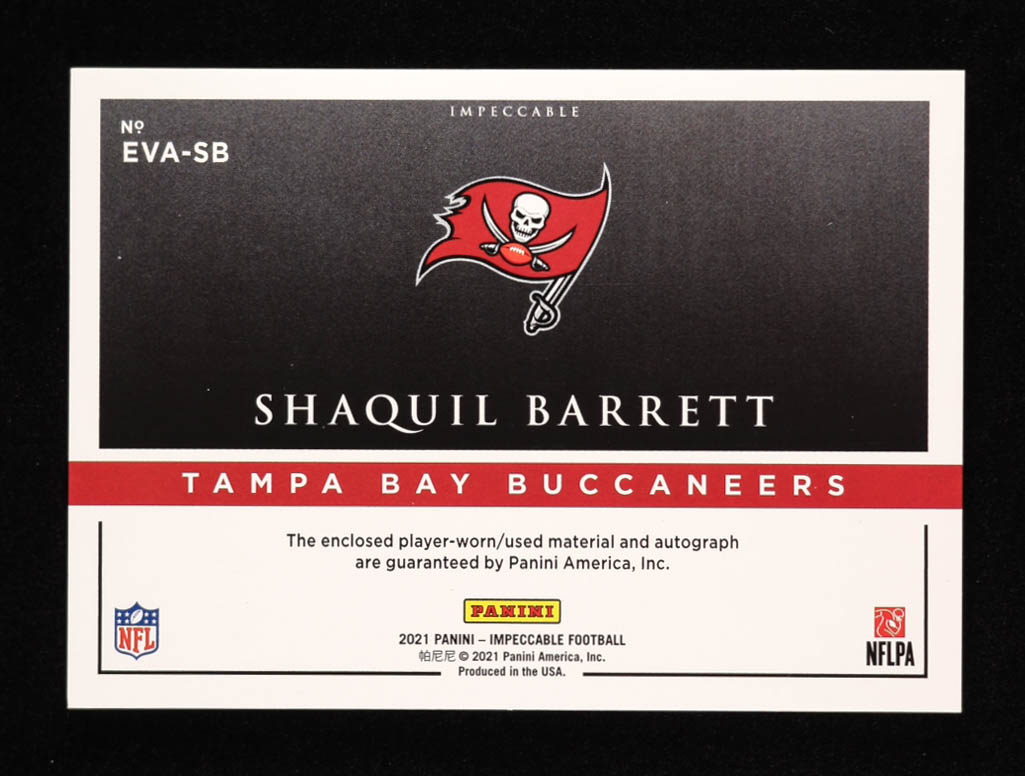 Shaquil Barrett 2021 Panini Impeccable Elegance Veteran Patch Autographs Silver #20 #22/35 at PristineAuction.com Shaquil Barrett 2021 Panini Impeccable Elegance Veteran Patch Autographs Silver #20 #22/35 at PristineAuction.com
