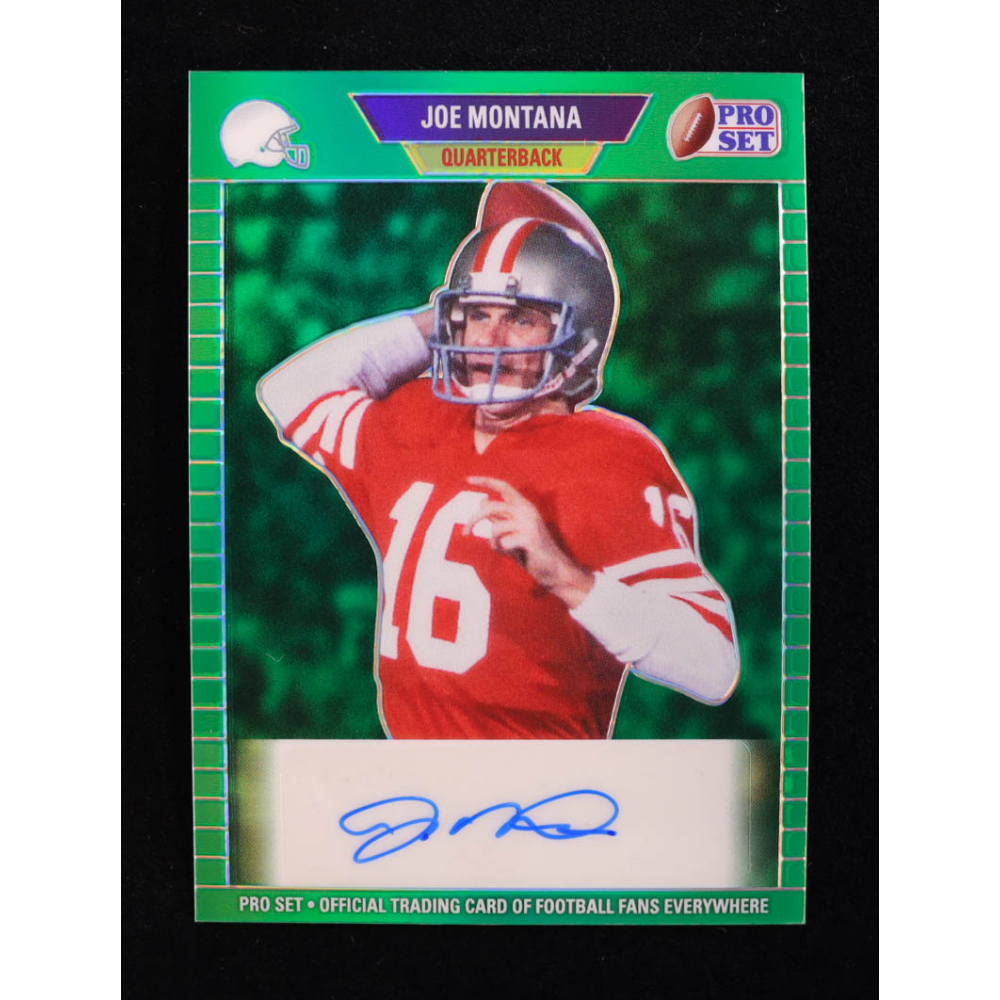 Joe Montana 2024 Leaf Metal Legacy Collection #89P-JM5 Autograph Green Prismatic SP Variation #2/4 at PristineAuction.com