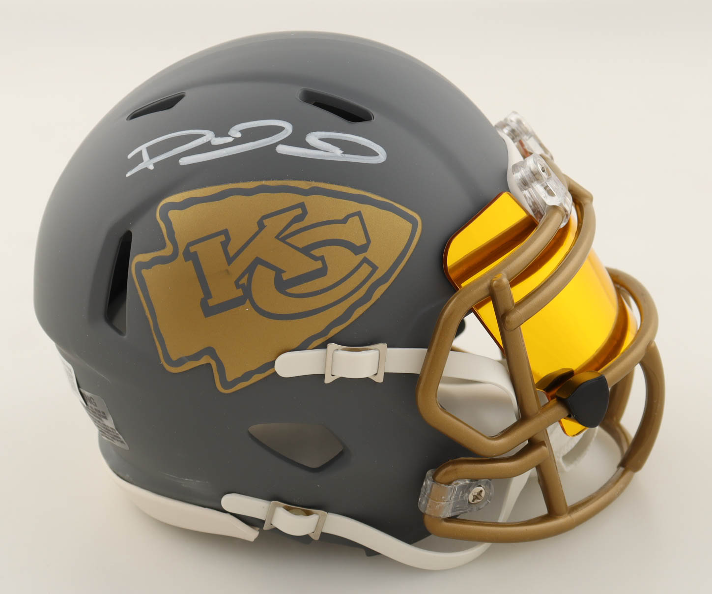 Patrick Mahomes Signed Chiefs Slate Alternate Speed Mini Helmet (Beckett) at PristineAuction.com Patrick Mahomes Signed Chiefs Slate Alternate Speed Mini Helmet (Beckett) at PristineAuction.com