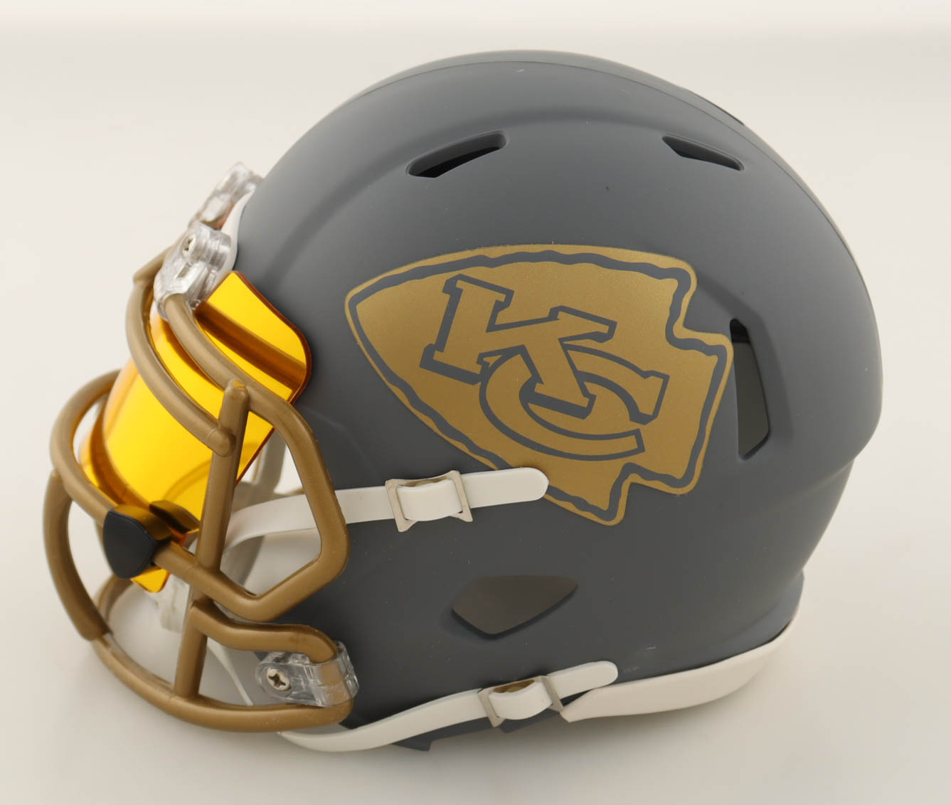 Patrick Mahomes Signed Chiefs Slate Alternate Speed Mini Helmet (Beckett) at PristineAuction.com Patrick Mahomes Signed Chiefs Slate Alternate Speed Mini Helmet (Beckett) at PristineAuction.com