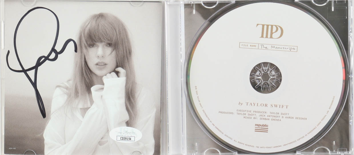 Taylor Swift Signed "The Tortured Poets Department" CD Insert With Case & Disc (JSA) at PristineAuction.com Taylor Swift Signed "The Tortured Poets Department" CD Insert With Case & Disc (JSA) at PristineAuction.com