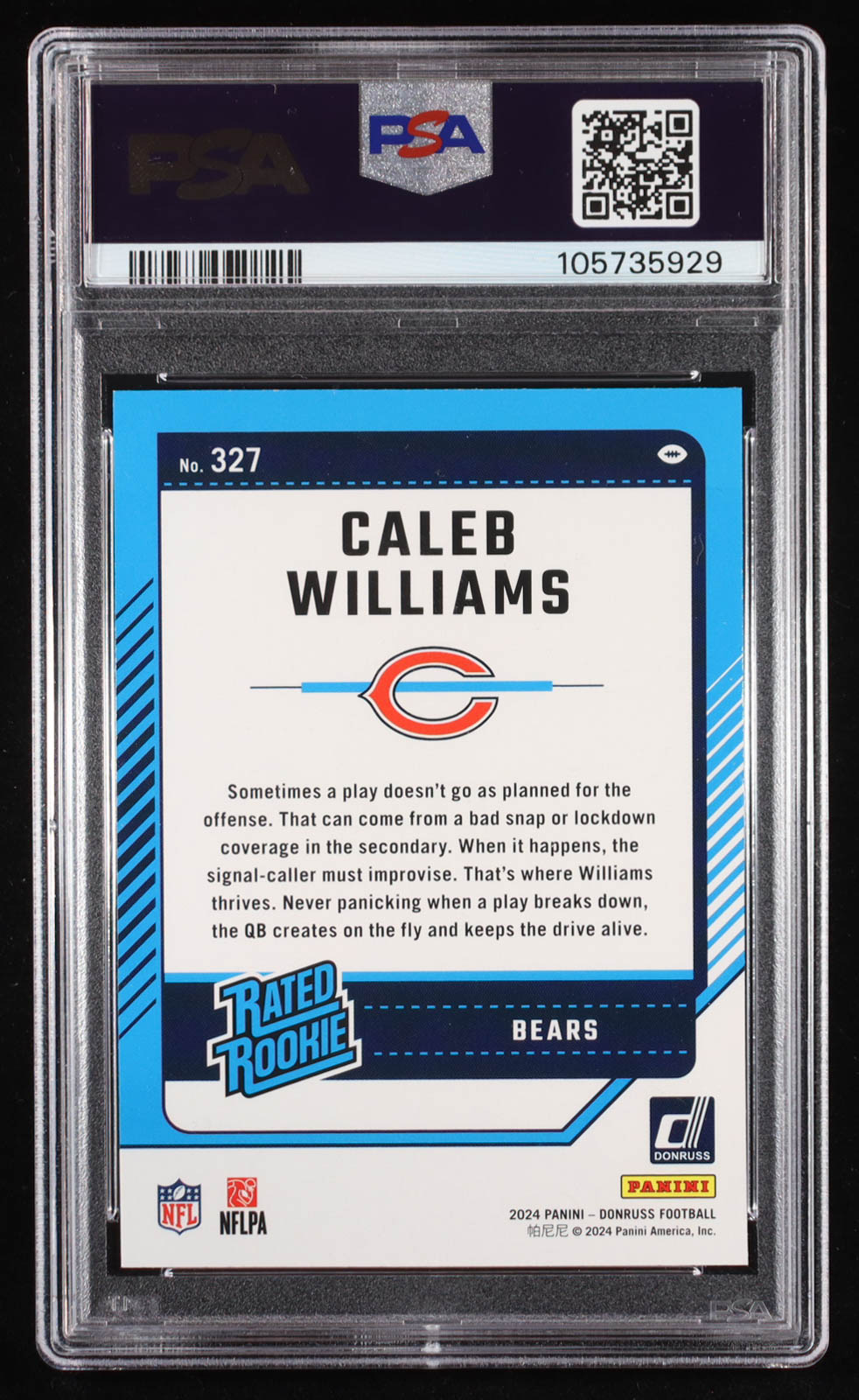 Caleb Williams 2024 Donruss #327 RR RC (PSA 9) at PristineAuction.com Caleb Williams 2024 Donruss #327 RR RC (PSA 9) at PristineAuction.com