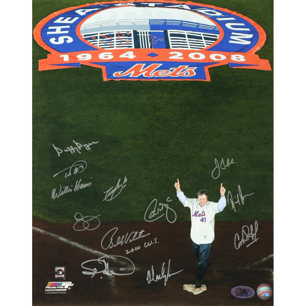 Mets Greats 16x20 Photo Signed by (12) with Carlos Baerga, Duffy Dyer ...