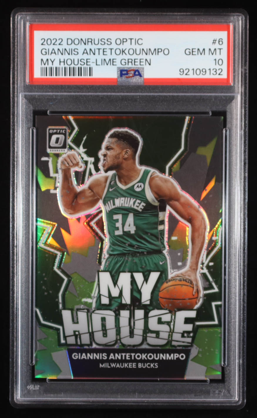 Giannis Antetokounmpo 2022-23 Donruss Optic My House Lime Green #6 #076/149 (PSA 10) at PristineAuction.com Giannis Antetokounmpo 2022-23 Donruss Optic My House Lime Green #6 #076/149 (PSA 10) at PristineAuction.com