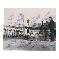 New York Yankees Greats 16x20  Photo Signed by (26) with Mickey Rivers, Bobby Shantz, Ken Clay, Ron Blomberg (MAB Hologram) at PristineAuction.com