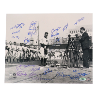 New York Yankees Greats 16x20  Photo Signed by (26) with Mickey Rivers, Bobby Shantz, Ken Clay, Ron Blomberg (MAB Hologram) at PristineAuction.com