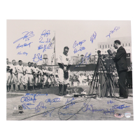 New York Yankees Greats 16x20  Photo Signed by (26) with Mickey Rivers, Bobby Shantz, Ken Clay, Ron Blomberg (MAB Hologram) at PristineAuction.com
