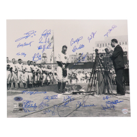 New York Yankees Greats 16x20  Photo Signed by (26) with Mickey Rivers, Bobby Shantz, Ken Clay, Ron Blomberg (MAB Hologram) at PristineAuction.com