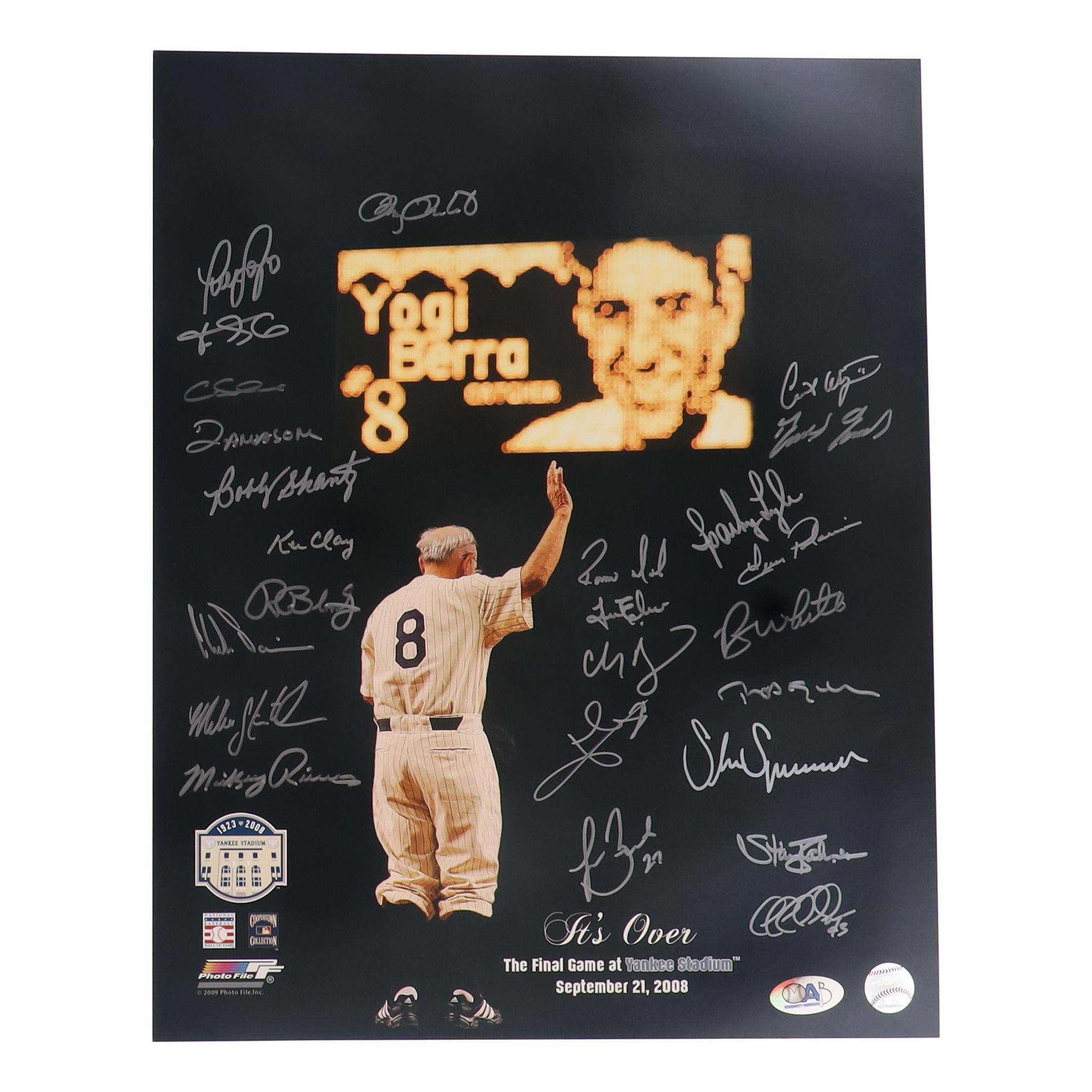 "Yogi Berra's Final Game" 16x20 Photo Signed by (25) with Mickey Rivers, Bobby Shantz, Ken Clay, Ron Blomberg (MAB Hologram) at PristineAuction.com "Yogi Berra's Final Game" 16x20 Photo Signed by (25) with Mickey Rivers, Bobby Shantz, Ken Clay, Ron Blomberg (MAB Hologram) at PristineAuction.com