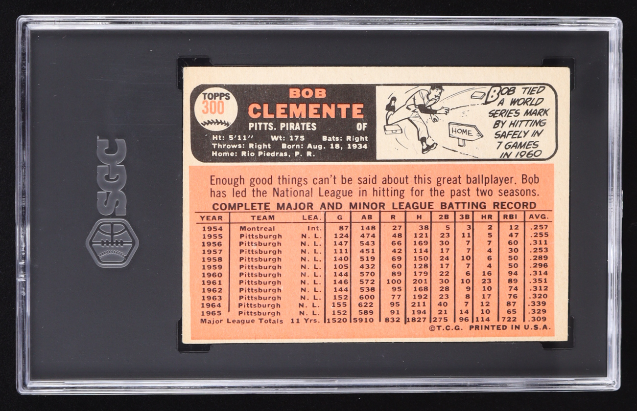Bob Clemente 1966 Topps #300 (SGC 4) at PristineAuction.com Bob Clemente 1966 Topps #300 (SGC 4) at PristineAuction.com