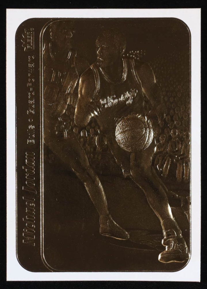 Michael Jordan 1997 Fleer 23KT Gold White Border / '86-87 Fleer Sticker