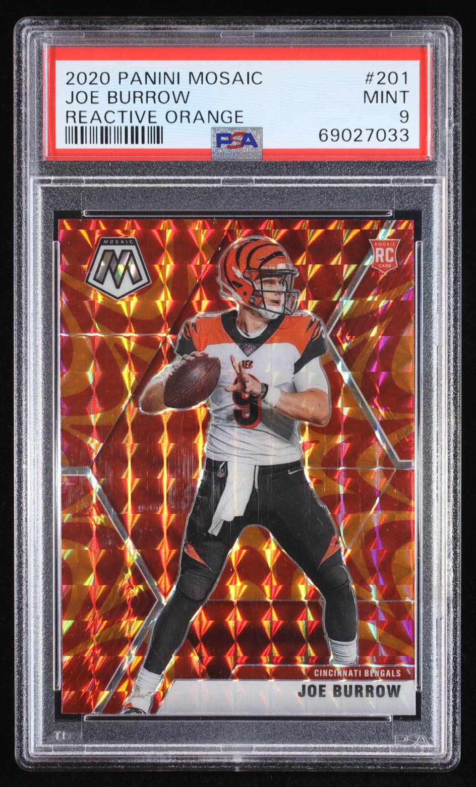 Joe Burrow 2020 Panini Mosaic Mosaic Reactive Orange #201 RC (PSA 9) at PristineAuction.com Joe Burrow 2020 Panini Mosaic Mosaic Reactive Orange #201 RC (PSA 9) at PristineAuction.com