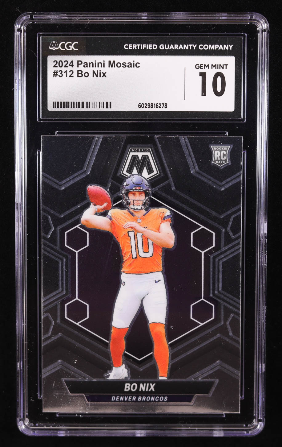 Bo Nix 2024 Panini Mosaic #312 RC (CGC 10) at PristineAuction.com Bo Nix 2024 Panini Mosaic #312 RC (CGC 10) at PristineAuction.com