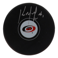 Kirk McLean Signed Hurricanes Logo Hockey Puck (Premium) at PristineAuction.com