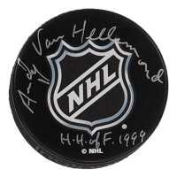 Andy Van Hellemond Signed Hockey Puck Inscribed "H.H. of F" (Premium) at PristineAuction.com