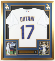 Shohei Ohtani Custom Framed Jersey Display with Official 2024 World Series Pin & (2) Team Logo Patches at PristineAuction.com