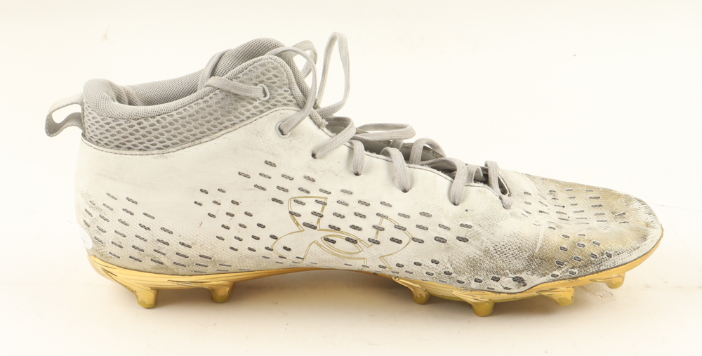 Riley Mills Signed Under Armour Clutch Fit Football Cleat Inscribed "Game Worn" (JSA) at PristineAuction.com Riley Mills Signed Under Armour Clutch Fit Football Cleat Inscribed "Game Worn" (JSA) at PristineAuction.com