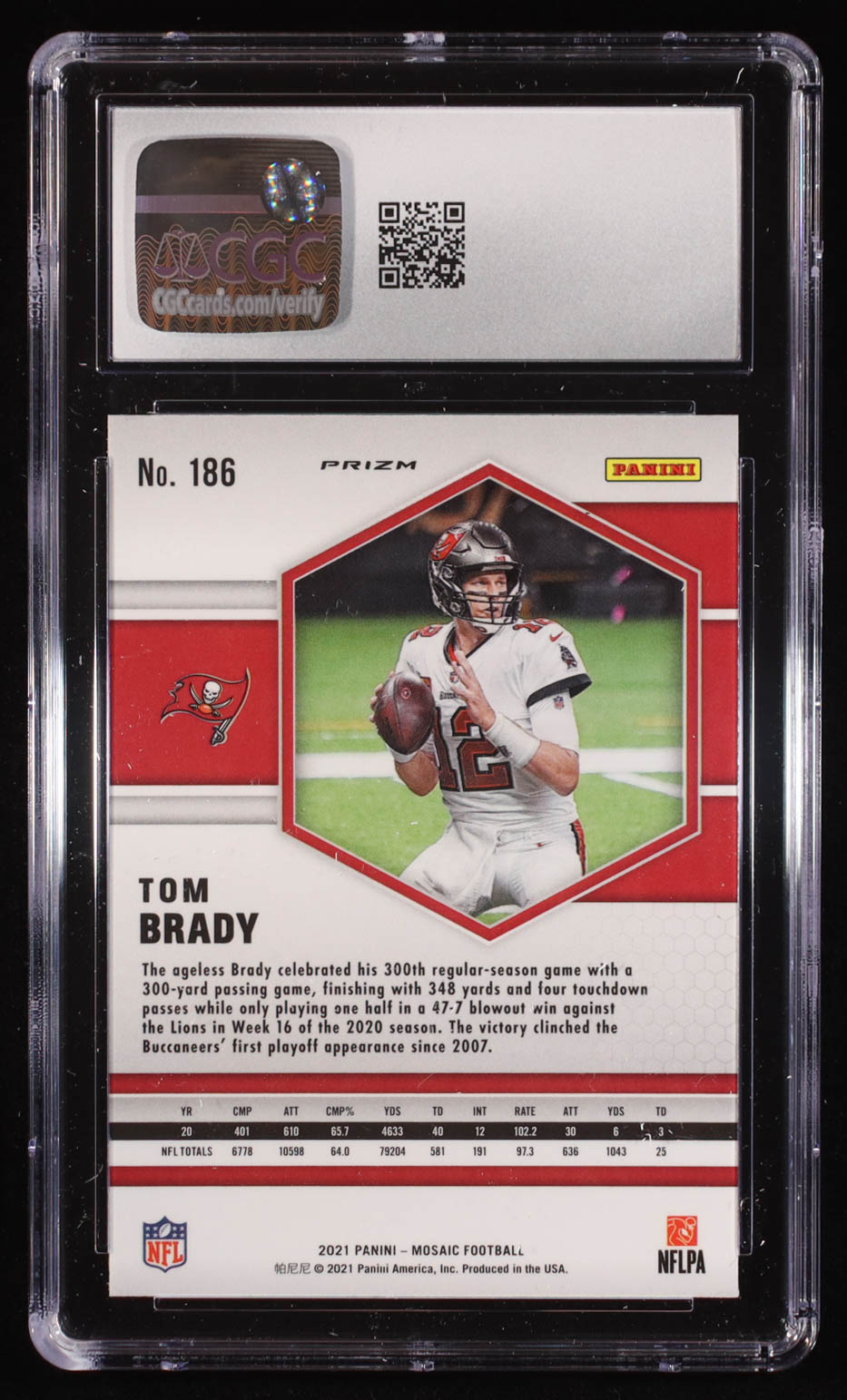 Tom Brady 2021 Panini Mosaic Mosaic Camo Pink #186 (CGC 9) at PristineAuction.com Tom Brady 2021 Panini Mosaic Mosaic Camo Pink #186 (CGC 9) at PristineAuction.com