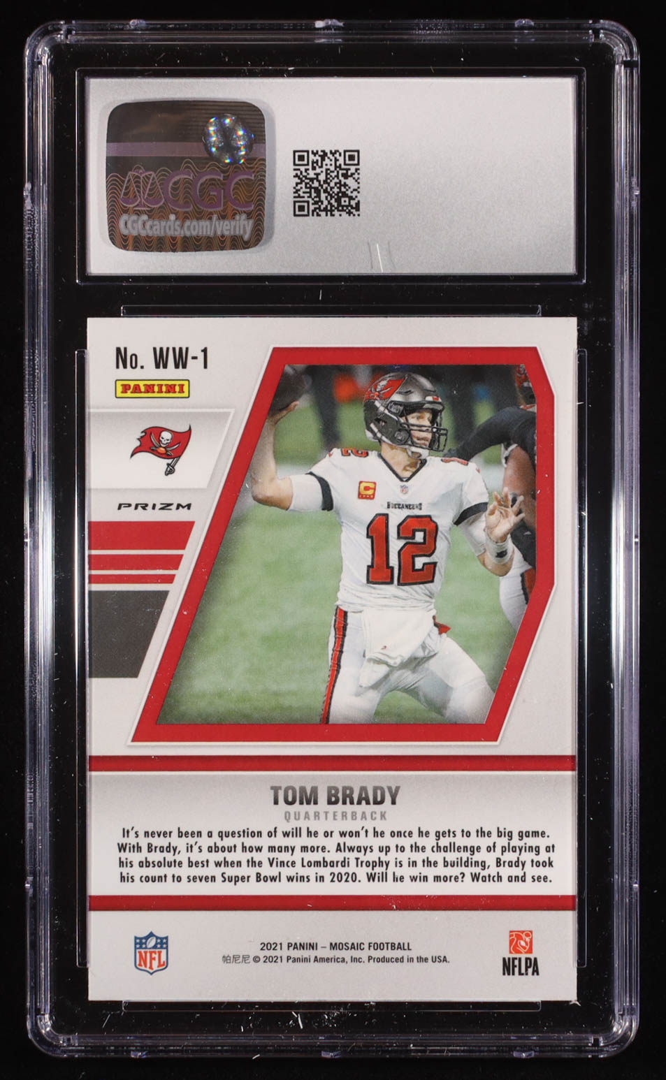 Tom Brady 2021 Panini Mosaic Will to Win Mosaic Green #1 (CGC 9) at PristineAuction.com Tom Brady 2021 Panini Mosaic Will to Win Mosaic Green #1 (CGC 9) at PristineAuction.com