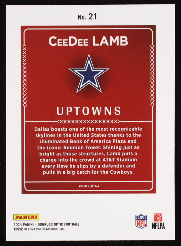 CeeDee Lamb 2024 Donruss Optic Uptowns #21 at PristineAuction.com CeeDee Lamb 2024 Donruss Optic Uptowns #21 at PristineAuction.com