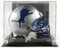 Barry Sanders Signed Lions Full-Size Authentic On-Field Throwback Helmet with Display Case Inscribed "ROY 89" & "MVP 97" (Radtke) at PristineAuction.com