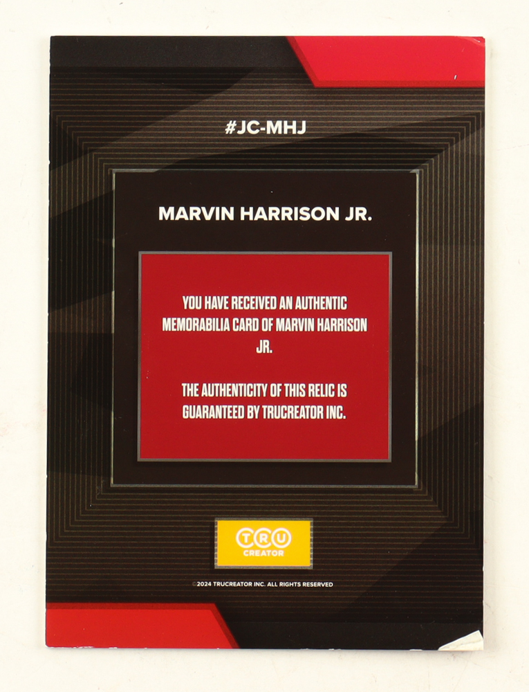 Marvin Harrison Jr. 2024 TruCreator Jumbo Cracked Ice #12 #JCMHJ RC at PristineAuction.com Marvin Harrison Jr. 2024 TruCreator Jumbo Cracked Ice #12 #JCMHJ RC at PristineAuction.com