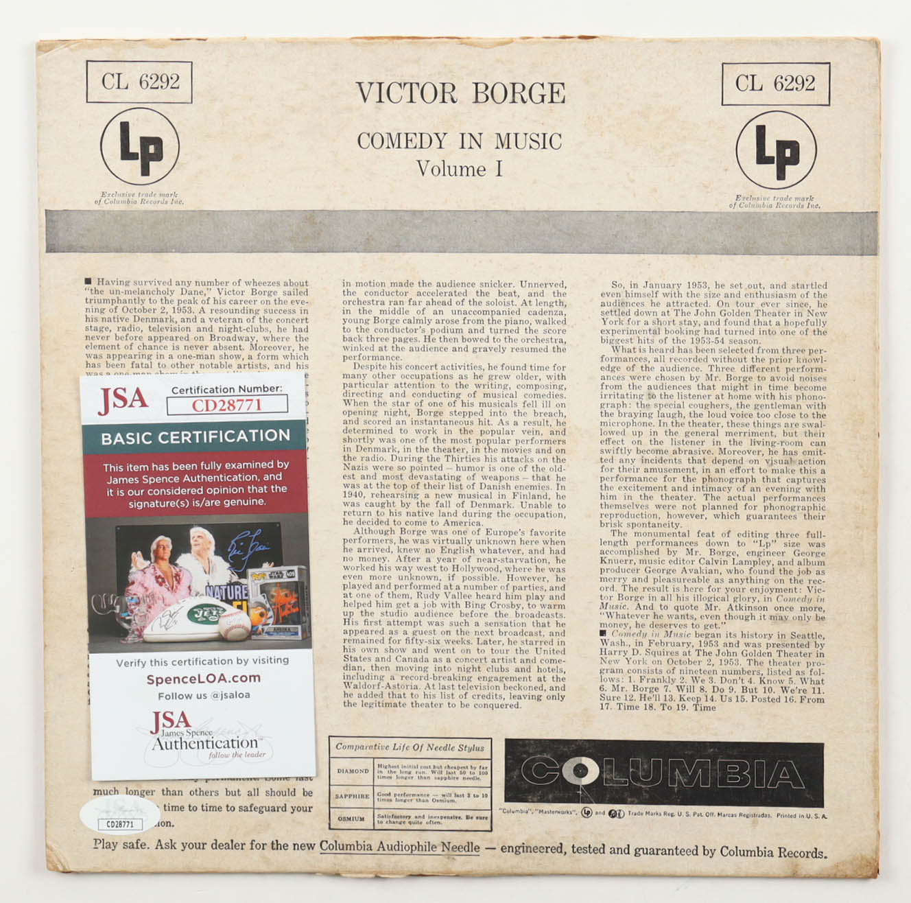 Victor Borge Signed "Comedy in Music, Vol. 1" Vinyl Record Album Inscribed "With Best Wishes" & "3-6-98" (JSA) at PristineAuction.com Victor Borge Signed "Comedy in Music, Vol. 1" Vinyl Record Album Inscribed "With Best Wishes" & "3-6-98" (JSA) at PristineAuction.com