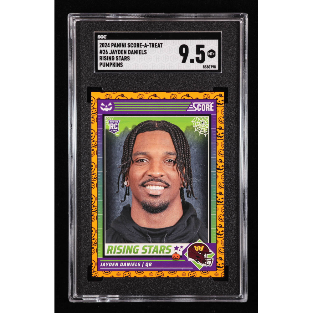 Jayden Daniels 2024 Score Halloween Rising Stars Pumpkin #26 RC (SGC 9.5) at PristineAuction.com