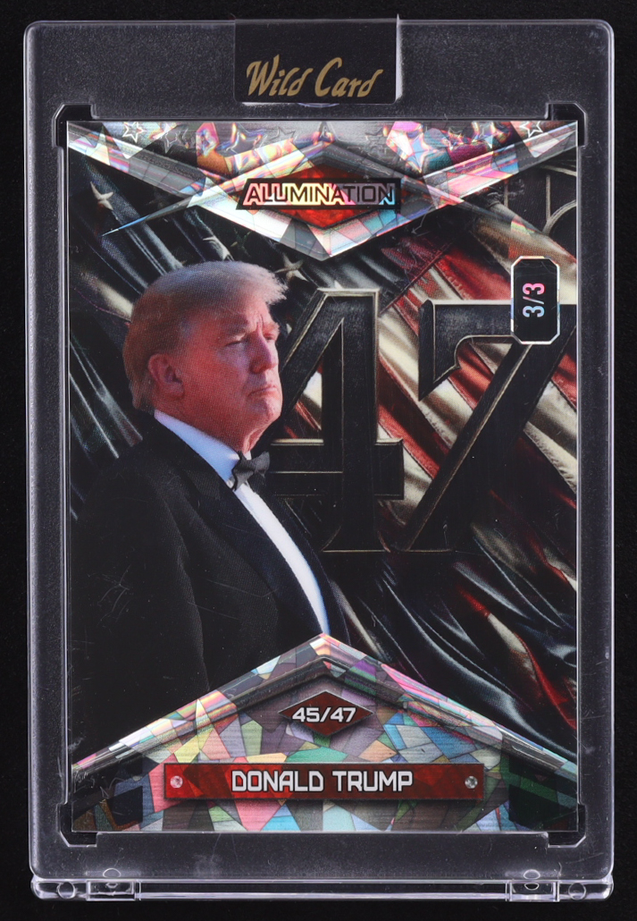 Donald Trump 2025 Wild Card Alumination 47th President Crystal Silver #BCCV-47-DT1 #3/3 at PristineAuction.com Donald Trump 2025 Wild Card Alumination 47th President Crystal Silver #BCCV-47-DT1 #3/3 at PristineAuction.com
