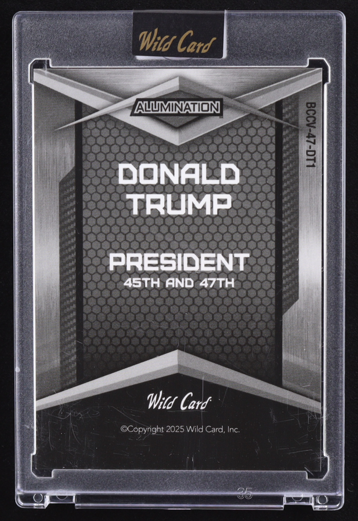 Donald Trump 2025 Wild Card Alumination 47th President Crystal Silver #BCCV-47-DT1 #3/3 at PristineAuction.com Donald Trump 2025 Wild Card Alumination 47th President Crystal Silver #BCCV-47-DT1 #3/3 at PristineAuction.com