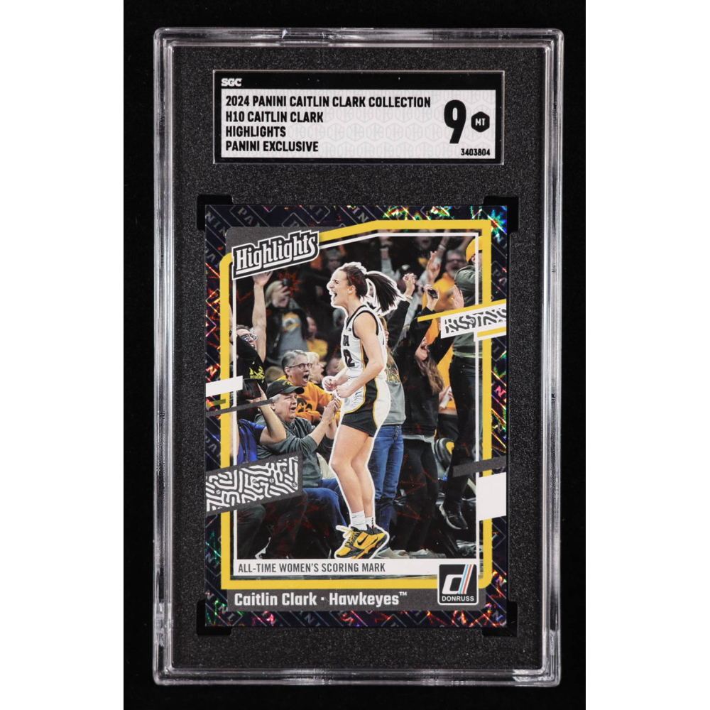 Caitlin Clark 2024 Panini Caitlin Clark Collection Donruss Highlights Panini iCollect Exclusive #H10 RC (SGC 9) at PristineAuction.com