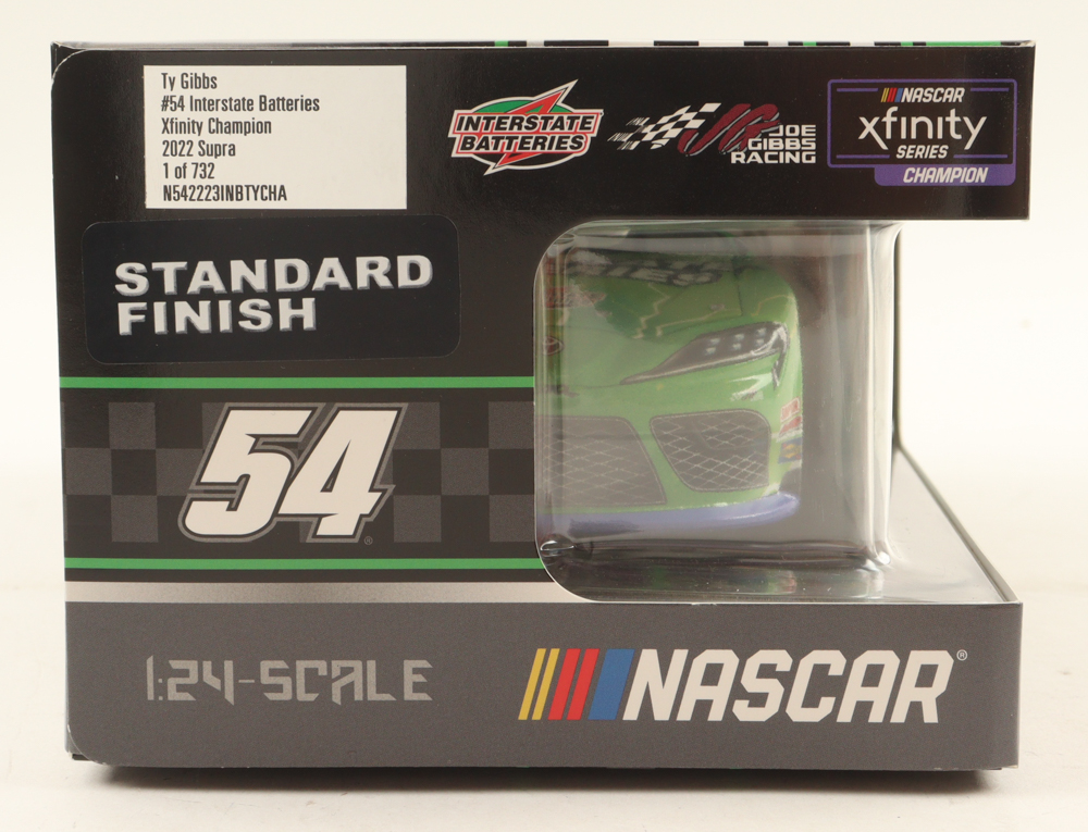 Ty Gibbs LE NASCAR #54 Interstate Batteries Xfinity Champion 2022 Supra 1:24 Scale Diecast Car at PristineAuction.com Ty Gibbs LE NASCAR #54 Interstate Batteries Xfinity Champion 2022 Supra 1:24 Scale Diecast Car at PristineAuction.com