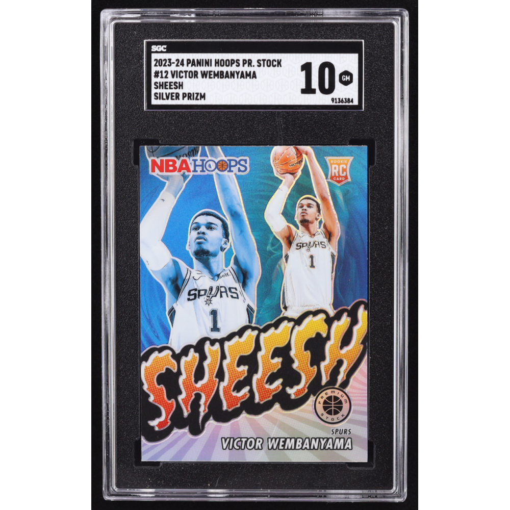 Victor Wembanyama 2023-24 Hoops Premium Stock Sheesh Silver Prizm #12 RC (SGC 10) at PristineAuction.com