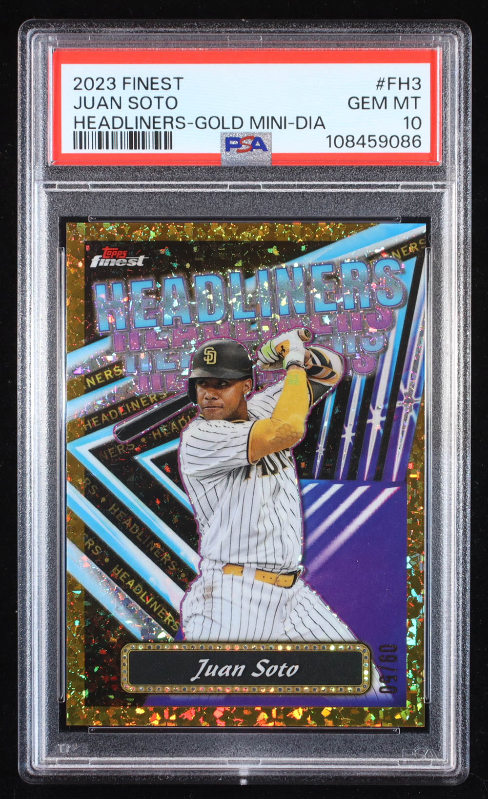 Juan Soto 2023 Finest Finest Headliners Gold Mini-Diamond Refractors #FH3 #09/50 (PSA 10) at PristineAuction.com Juan Soto 2023 Finest Finest Headliners Gold Mini-Diamond Refractors #FH3 #09/50 (PSA 10) at PristineAuction.com