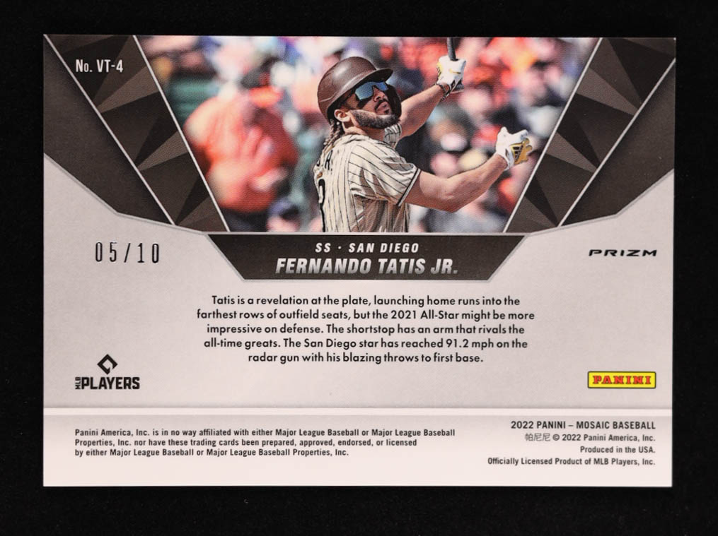 Fernando Tatis Jr. 2022 Panini Mosaic V Tool Mosaic Gold #4 #05/10 at PristineAuction.com Fernando Tatis Jr. 2022 Panini Mosaic V Tool Mosaic Gold #4 #05/10 at PristineAuction.com