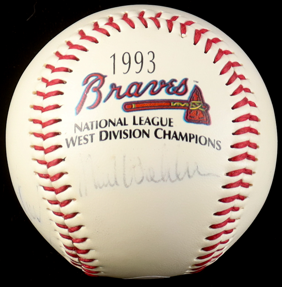 Mark Wohlers, Jimmy Williams & Jim Beauchamp Signed 1993 NL West Division Champions Baseball (JSA) at PristineAuction.com Mark Wohlers, Jimmy Williams & Jim Beauchamp Signed 1993 NL West Division Champions Baseball (JSA) at PristineAuction.com