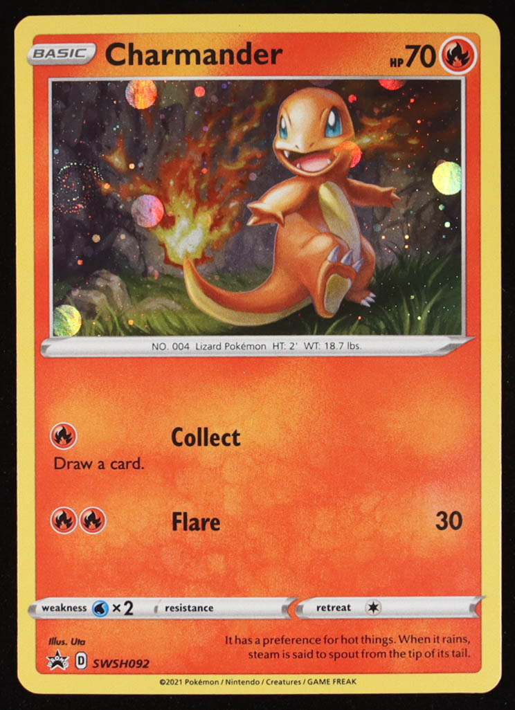 Charmander 2019-22 Pokemon Sword and Shield Black Star Promos #SWSH092 at PristineAuction.com Charmander 2019-22 Pokemon Sword and Shield Black Star Promos #SWSH092 at PristineAuction.com