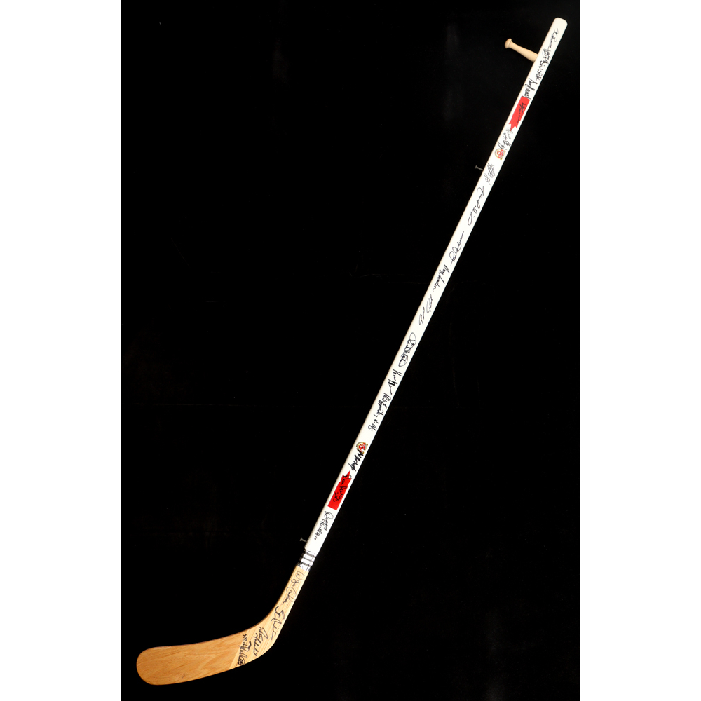 1972 Team Canada Hockey Stick Coat Rack Signed by (23) with Serge ...