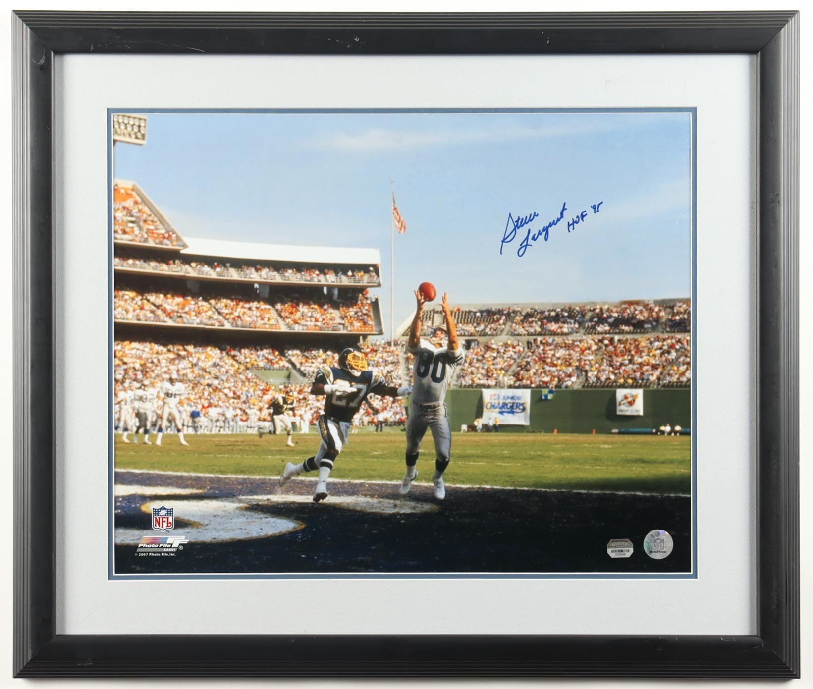 Steve Largent Signed Seahawks Custom Framed Photo Display (Mounted Memories) at PristineAuction.com Steve Largent Signed Seahawks Custom Framed Photo Display (Mounted Memories) at PristineAuction.com