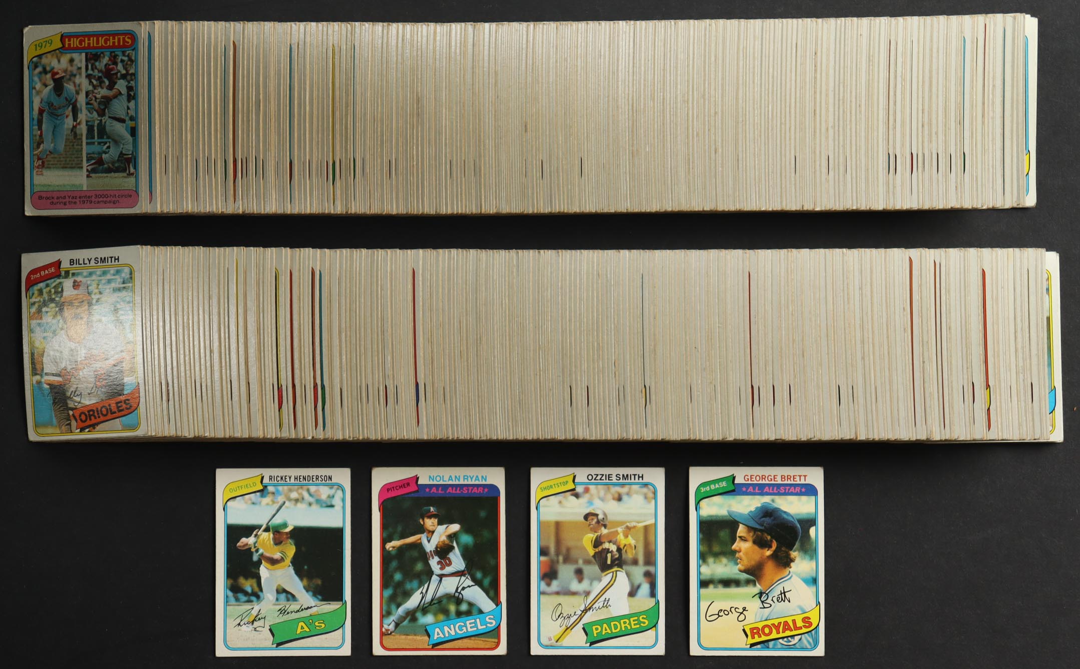 1980 Topps Baseball Complete Set of (726) Cards with Rickey Henderson #482 RC, Pete Rose #540, George Brett #450, Nolan Ryan #580 at PristineAuction.com 1980 Topps Baseball Complete Set of (726) Cards with Rickey Henderson #482 RC, Pete Rose #540, George Brett #450, Nolan Ryan #580 at PristineAuction.com