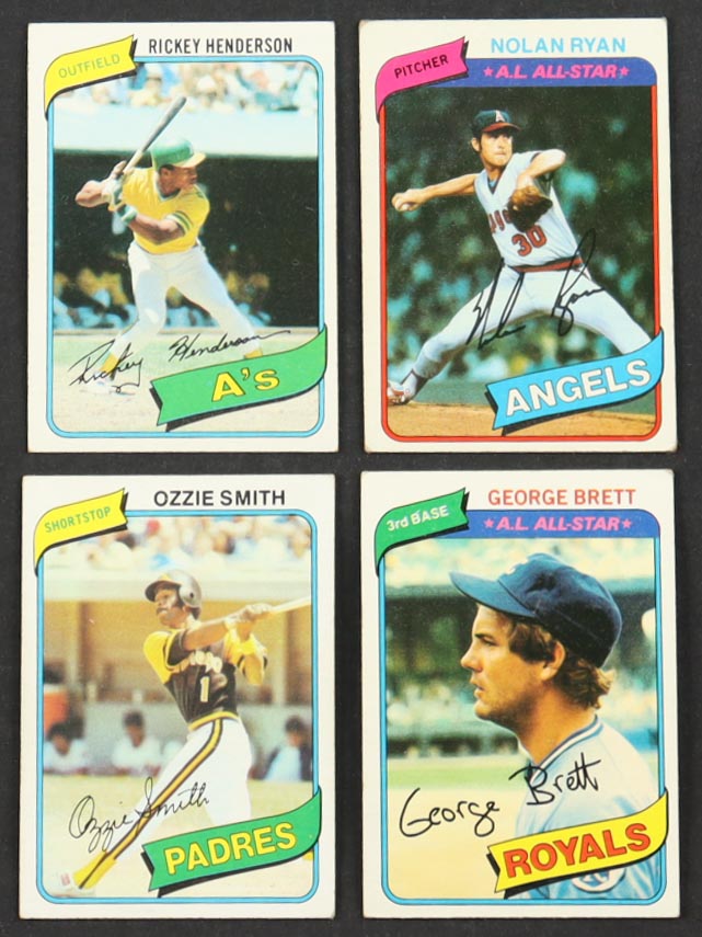 1980 Topps Baseball Complete Set of (726) Cards with Rickey Henderson #482 RC, Pete Rose #540, George Brett #450, Nolan Ryan #580 at PristineAuction.com 1980 Topps Baseball Complete Set of (726) Cards with Rickey Henderson #482 RC, Pete Rose #540, George Brett #450, Nolan Ryan #580 at PristineAuction.com
