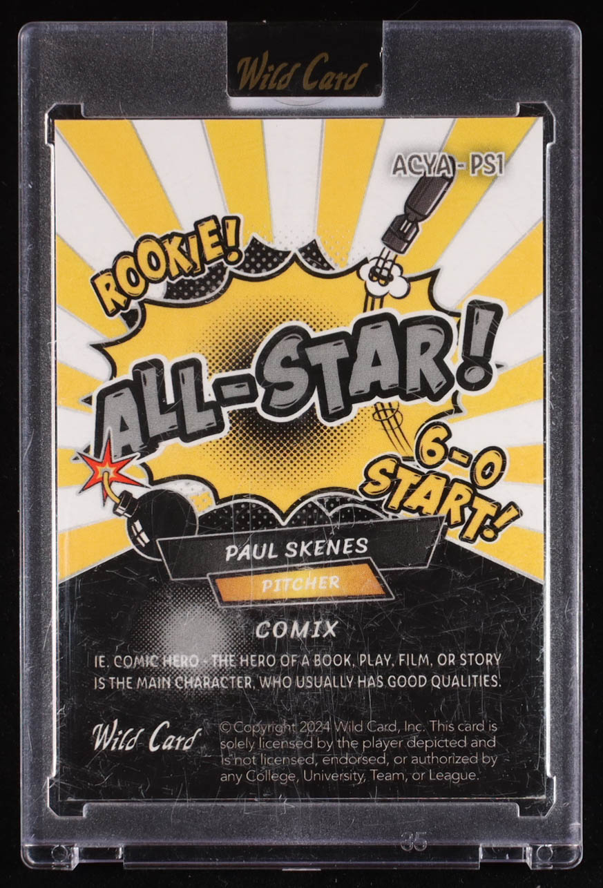 Paul Skenes 2024 Wild Card Alumination Comix All-Star! Yellow Silver Shimmer #PS1 RC #2/8 at PristineAuction.com Paul Skenes 2024 Wild Card Alumination Comix All-Star! Yellow Silver Shimmer #PS1 RC #2/8 at PristineAuction.com