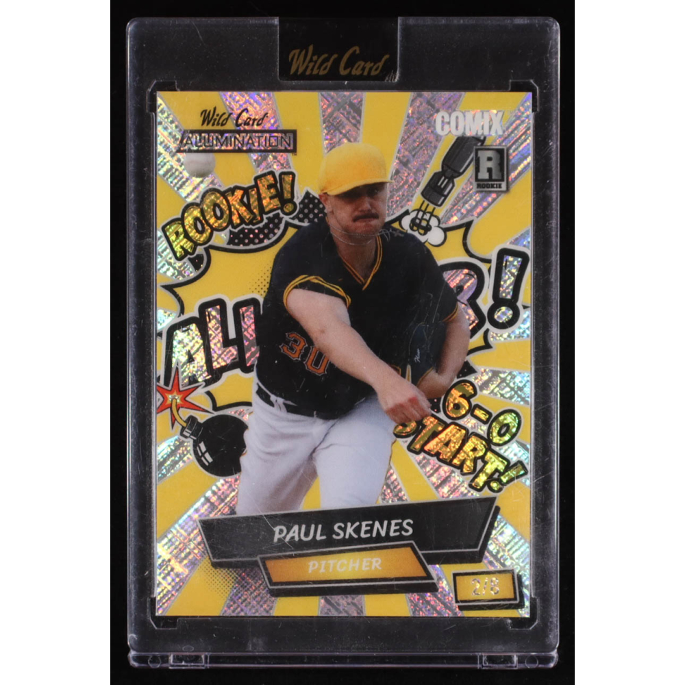 Paul Skenes 2024 Wild Card Alumination Comix All-Star! Yellow Silver Shimmer #PS1 RC #2/8 at PristineAuction.com