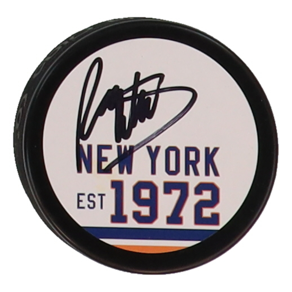 Randy Wood Signed Islanders Logo Hockey Puck (JSA) at PristineAuction.com